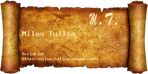 Milos Tullia névjegykártya